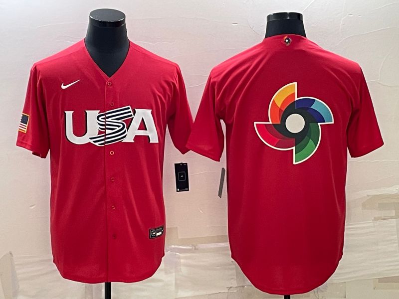 Men 2023 World Cub USA Blank Red Nike MLB Jersey4->more jerseys->MLB Jersey